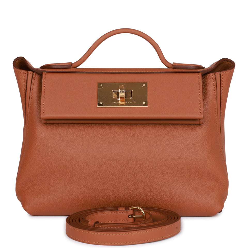 Hermes Mini 24/24 Bag Gold Evercolor and Swift Gold Hardware