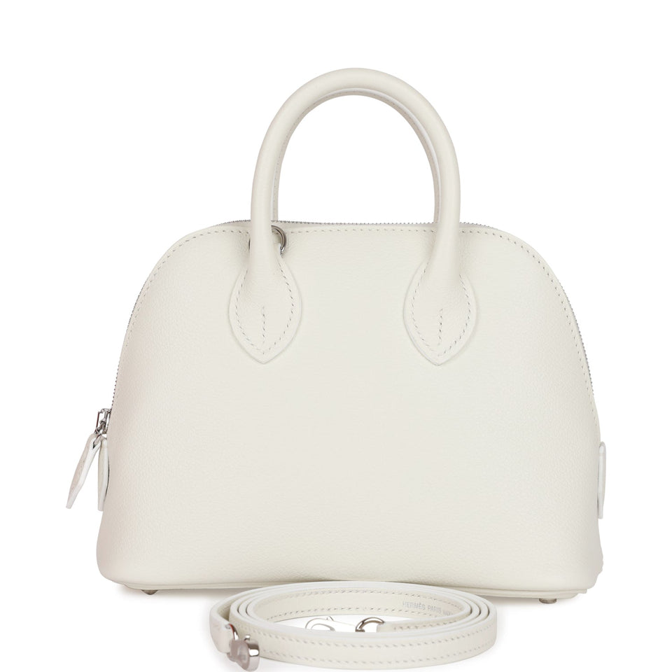 Hermes 1923 Bolide 25 White Evercolor Verso Palladium Hardware