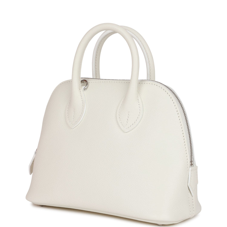 Hermes 1923 Bolide 25 White Evercolor Verso Palladium Hardware