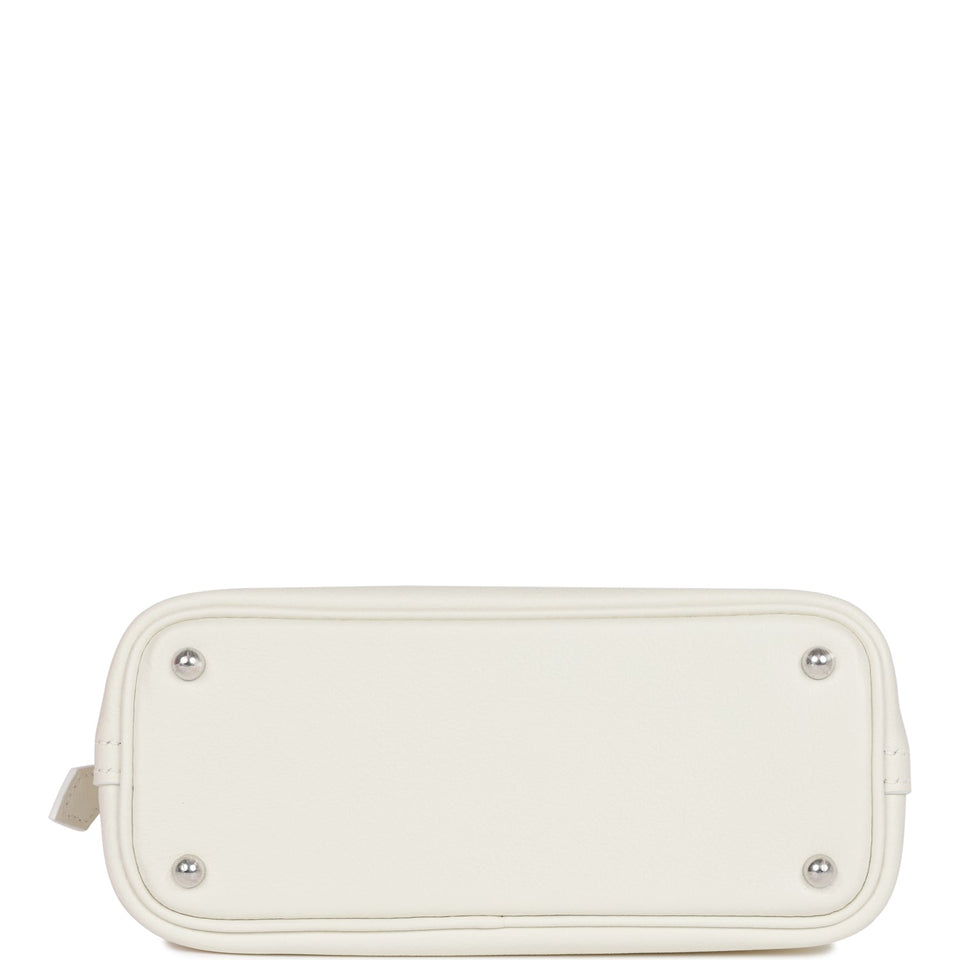 Hermes 1923 Bolide 25 White Evercolor Verso Palladium Hardware