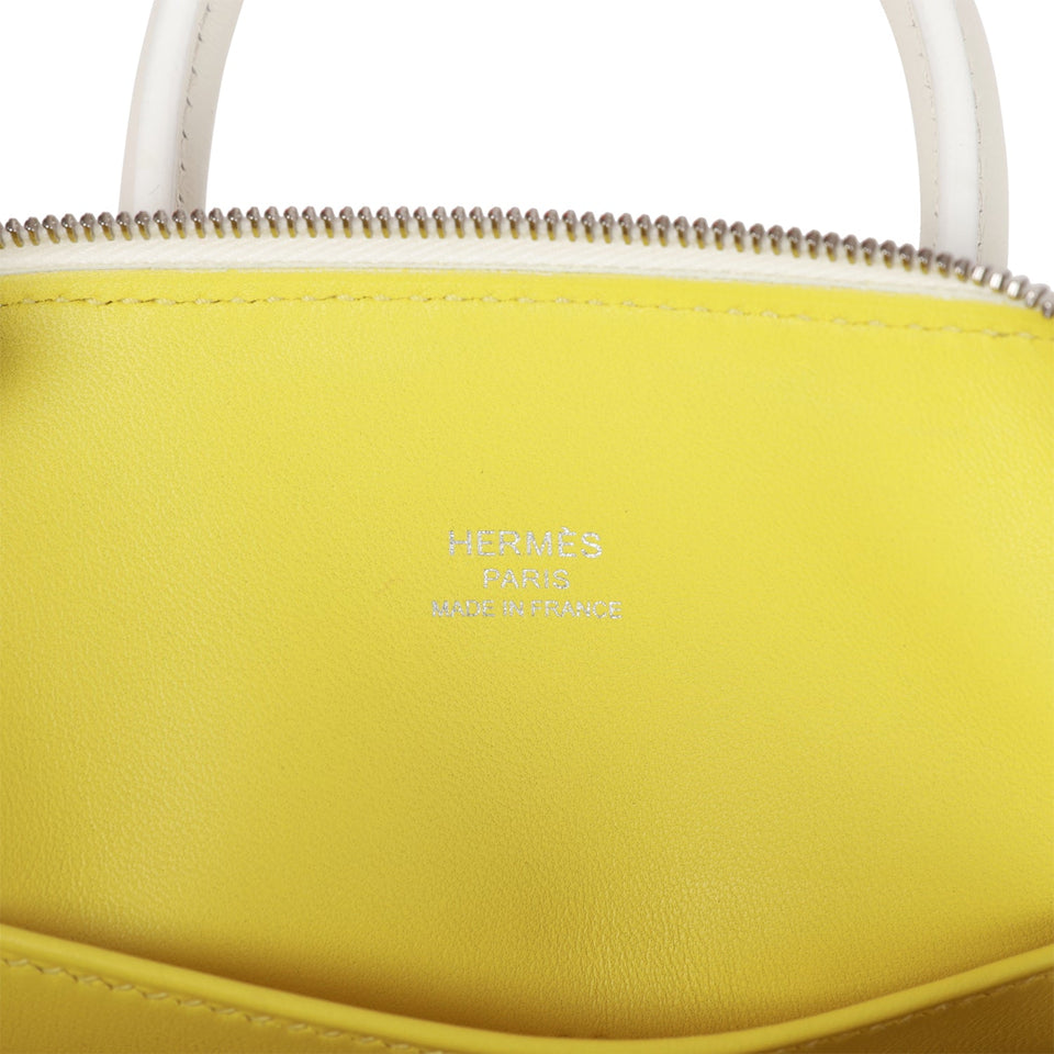 Hermes 1923 Bolide 25 White Evercolor Verso Palladium Hardware