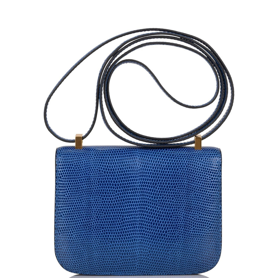 Hermes Micro Constance 14 Bleu Saphir Lizard Niloticus Gold Hardware