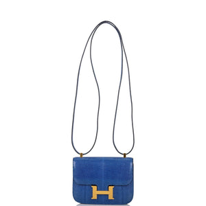 Hermes Micro Constance 14 Bleu Saphir Lizard Niloticus Gold Hardware