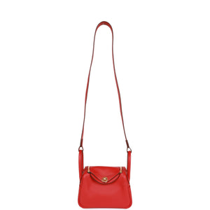 Hermes Mini Lindy Rouge Piment Swift Gold Hardware