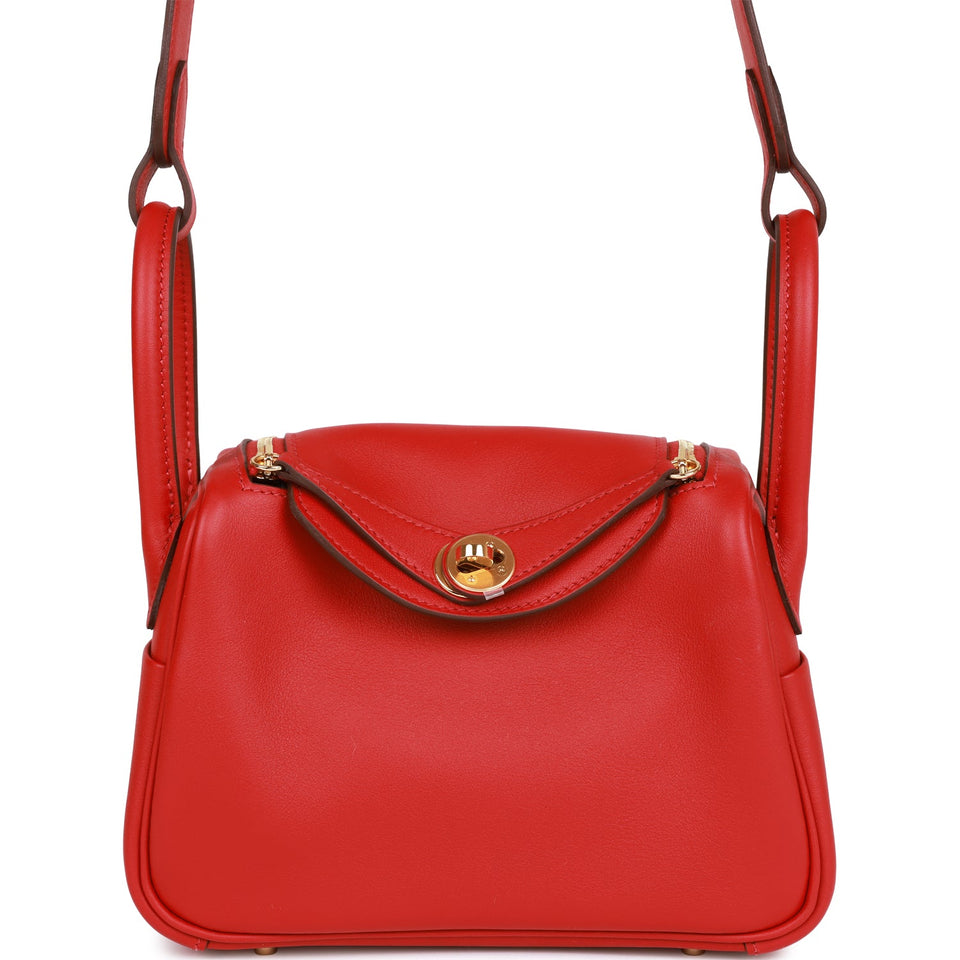 Hermes Mini Lindy Rouge Piment Swift Gold Hardware