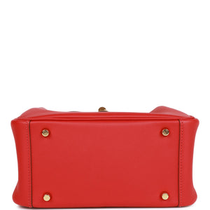 Hermes Mini Lindy Rouge Piment Swift Gold Hardware