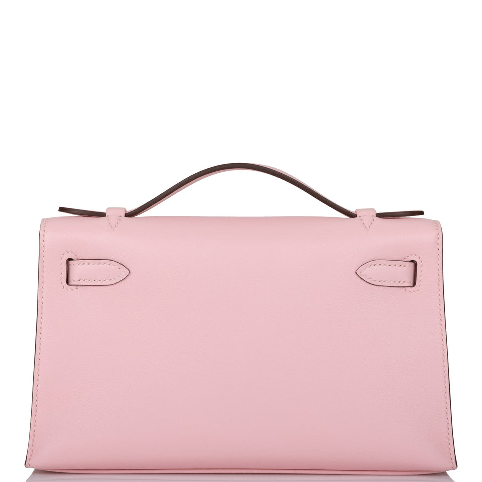 Hermes Kelly Pochette Rose Sakura Swift Palladium Hardware