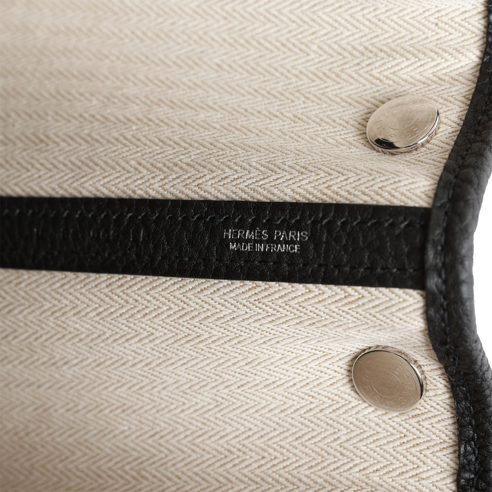 Hermes Garden Party 30 Black Negonda Palladium Hardware