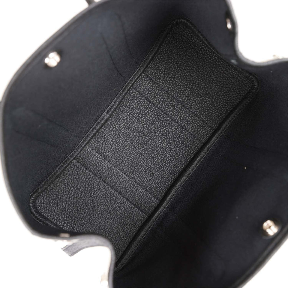 Hermes Garden Party 30 Ecru Toile and Black Negonda Palladium Hardware