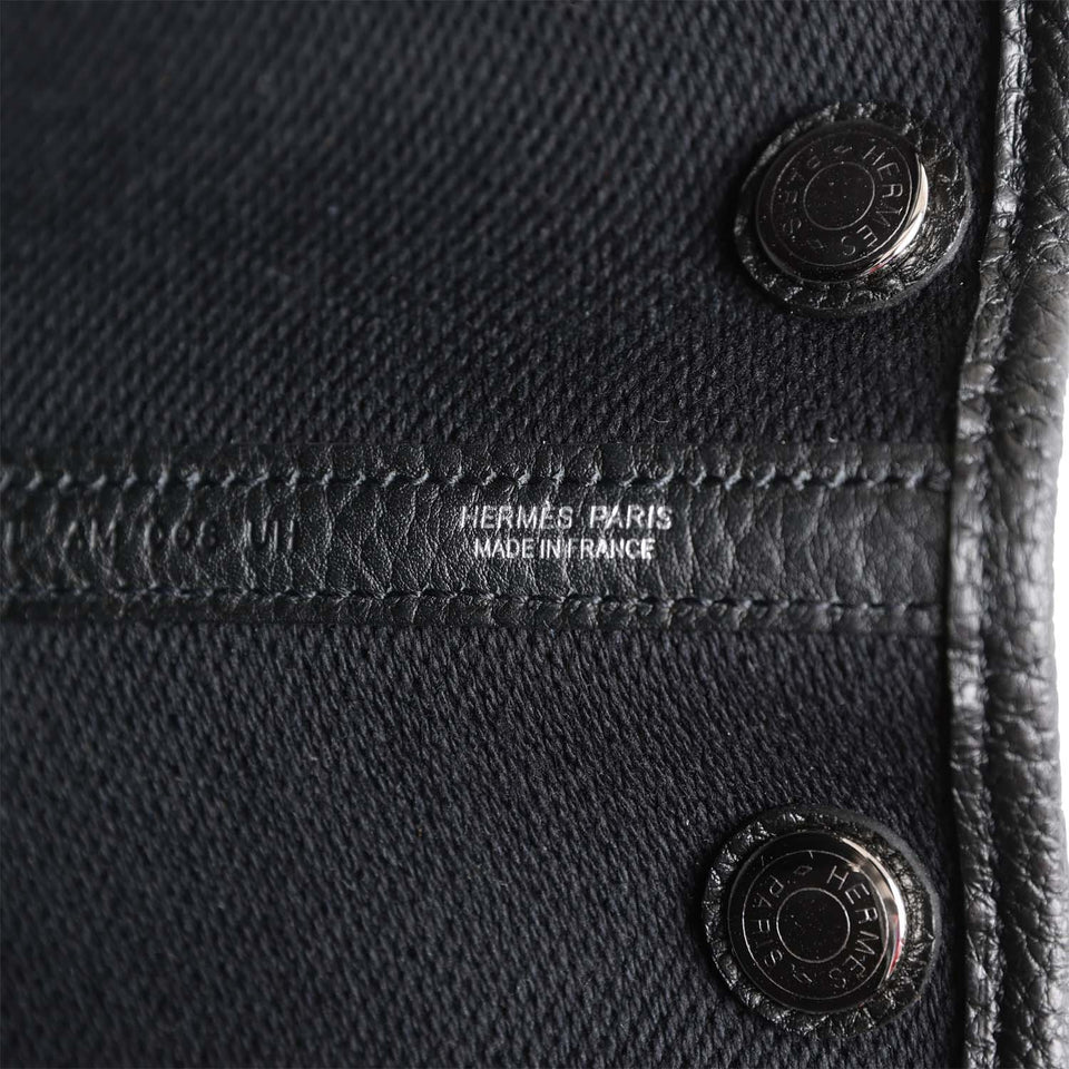 Hermes Garden Party 30 Ecru Toile and Black Negonda Palladium Hardware