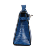 Hermes Kelly Pochette Bleu Saphir Lizard Palladium Hardware