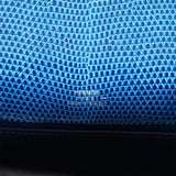 Hermes Kelly Pochette Bleu Saphir Lizard Palladium Hardware