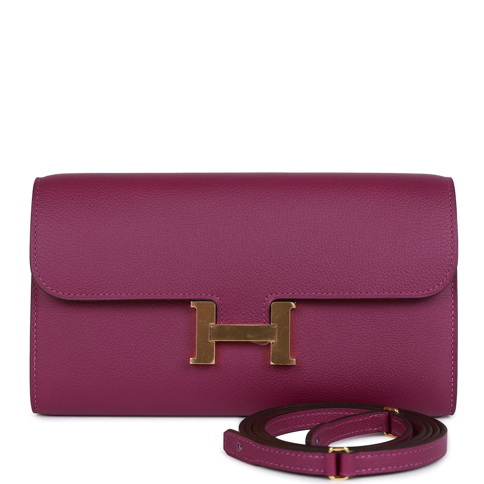 Hermes Constance Wallet To Go Anemone Evercolor Gold Hardware