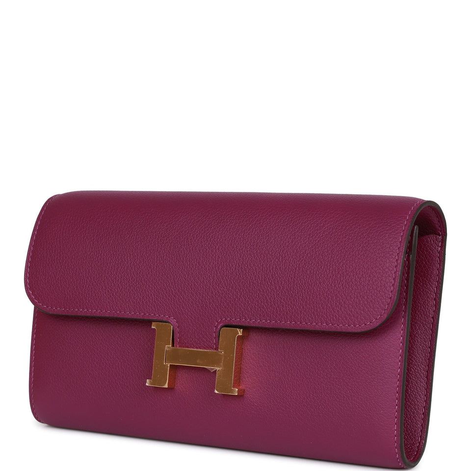 Hermes Constance Wallet To Go Anemone Evercolor Gold Hardware