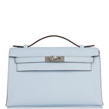 Hermes Kelly Pochette Bleu Brume Swift Palladium Hardware