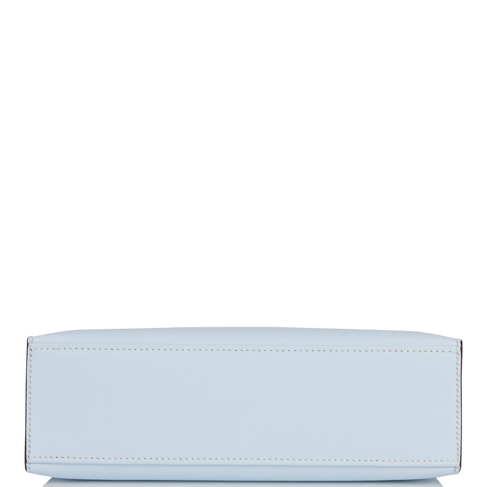 Hermes Kelly Pochette Bleu Brume Swift Palladium Hardware