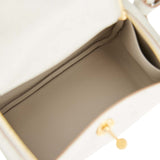 Hermes Mini Lindy Gris Perle Ostrich Gold Hardware