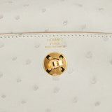 Hermes Mini Lindy Gris Perle Ostrich Gold Hardware