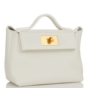 Hermes Mini 24/24 Bag White Evercolor and Swift Gold Hardware