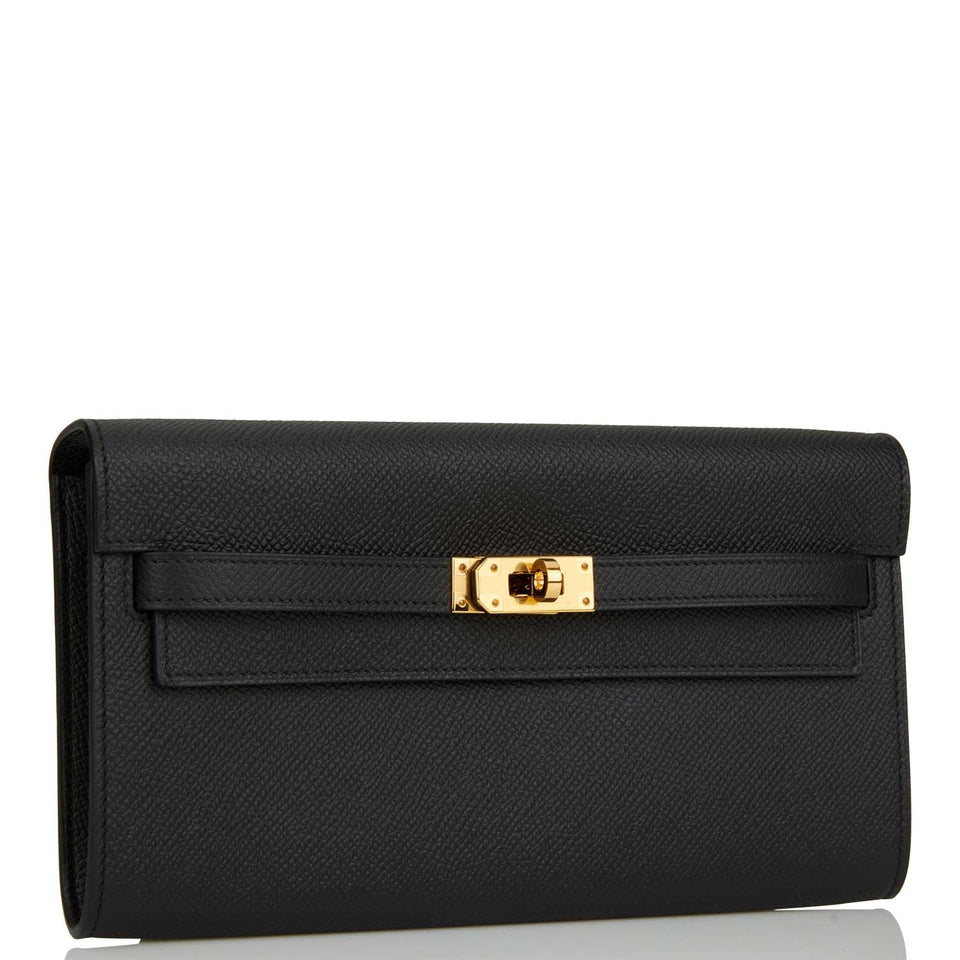 Hermes Kelly Wallet To Go Black Epsom Gold Hardware