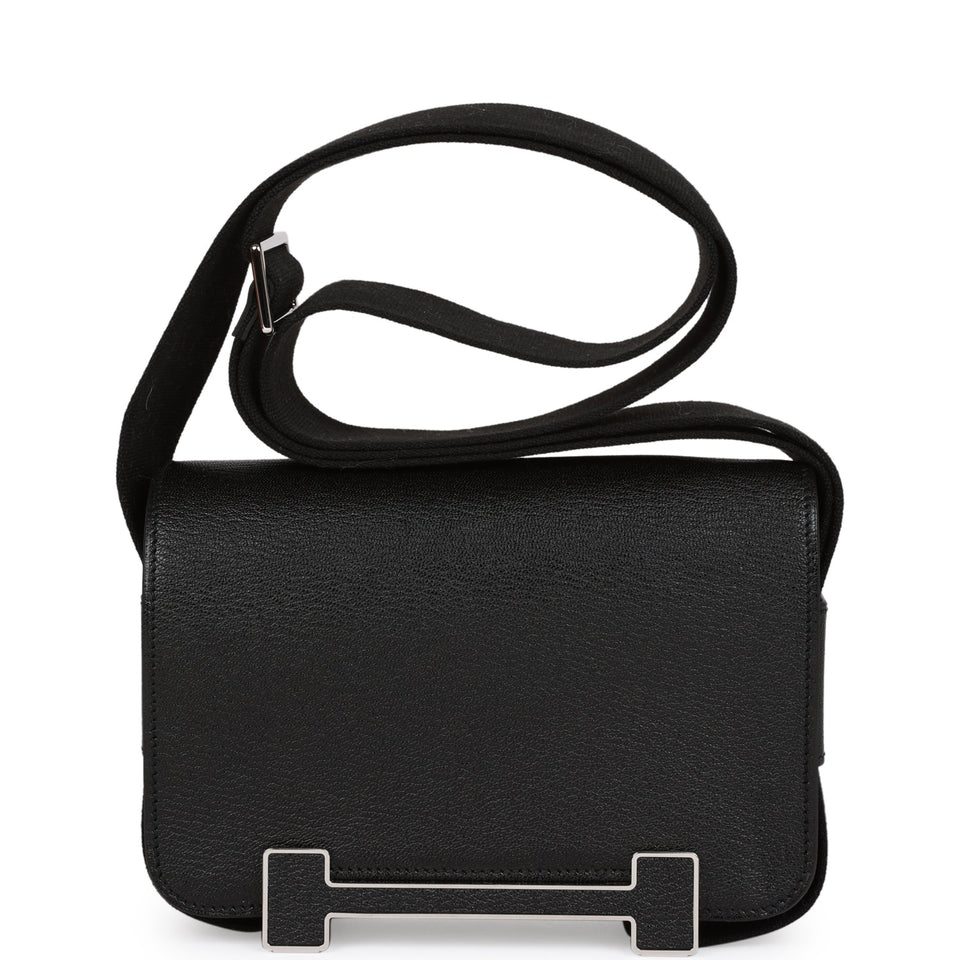 Hermes Geta Black Chevre Palladium Hardware