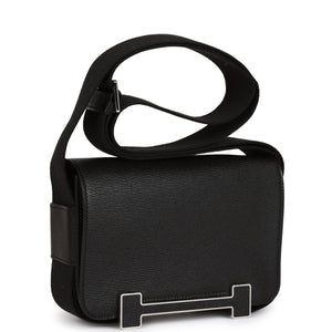 Hermes Geta Black Chevre Palladium Hardware