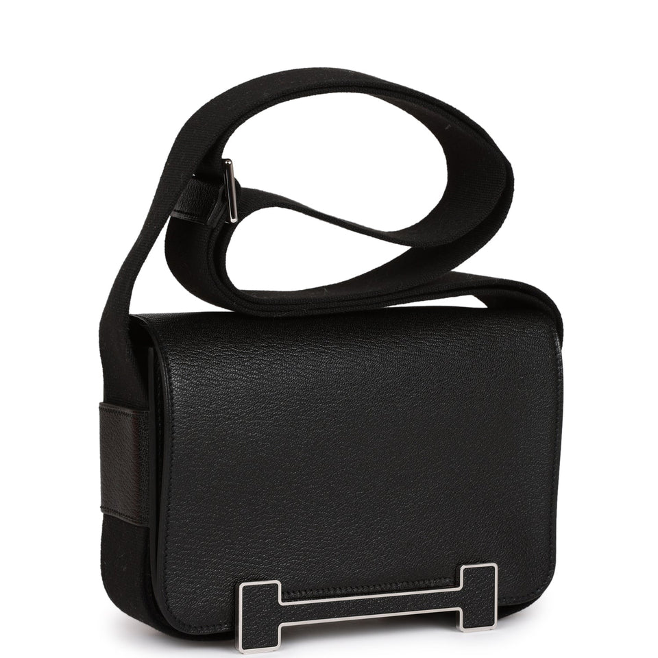 Hermes Geta Black Chevre Palladium Hardware