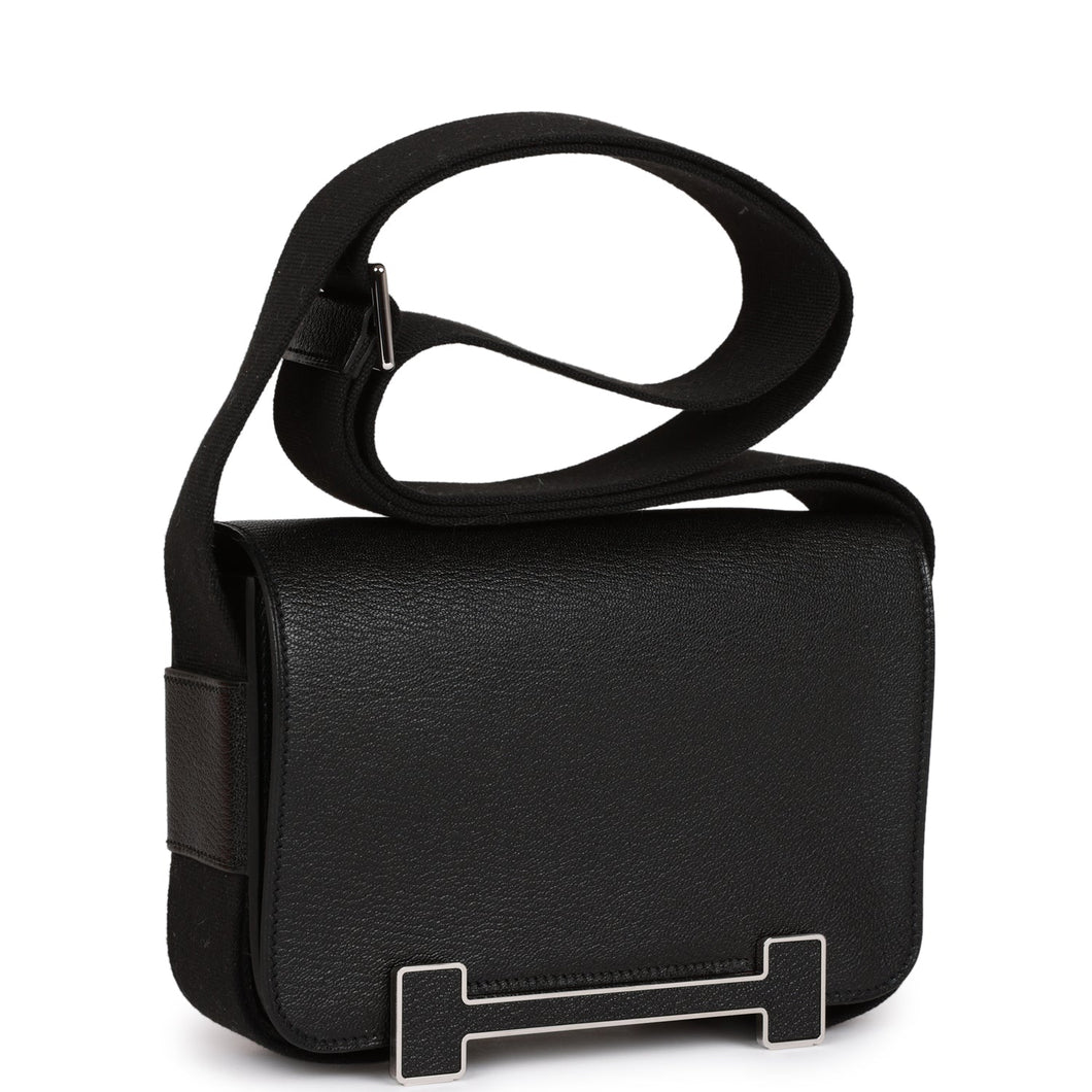 Hermes Geta Black Chevre Palladium Hardware