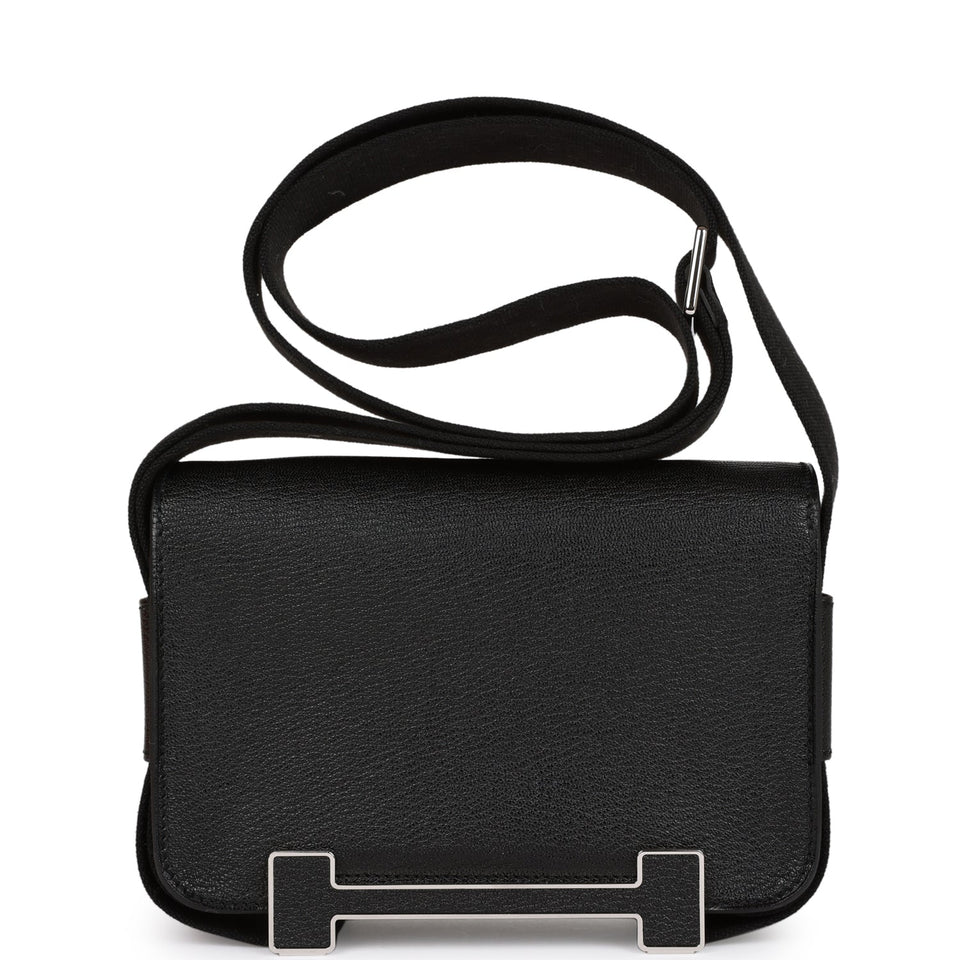 Hermes Geta Black Chevre Palladium Hardware