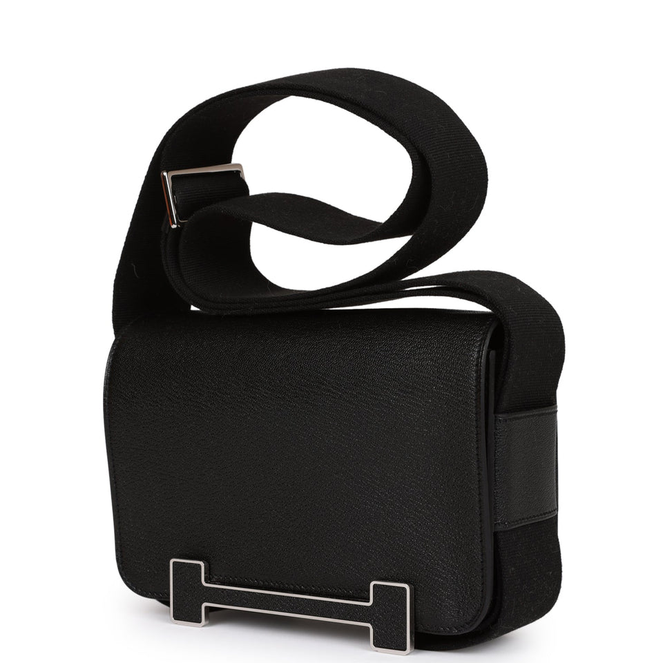 Hermes Geta Black Chevre Palladium Hardware