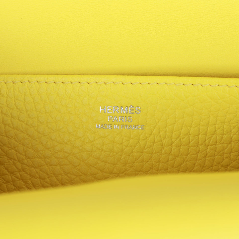 Hermes Halzan 25 Lime Clemence Palladium Hardware
