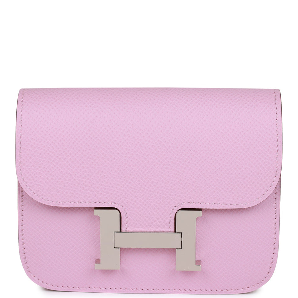 Hermes Constance Slim Wallet Mauve Sylvestre Epsom Palladium Hardware