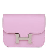 Hermes Constance Slim Wallet Mauve Sylvestre Epsom Palladium Hardware