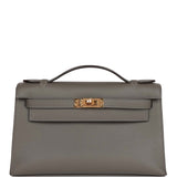 Hermes Kelly Pochette Gris Meyer Swift Gold Hardware