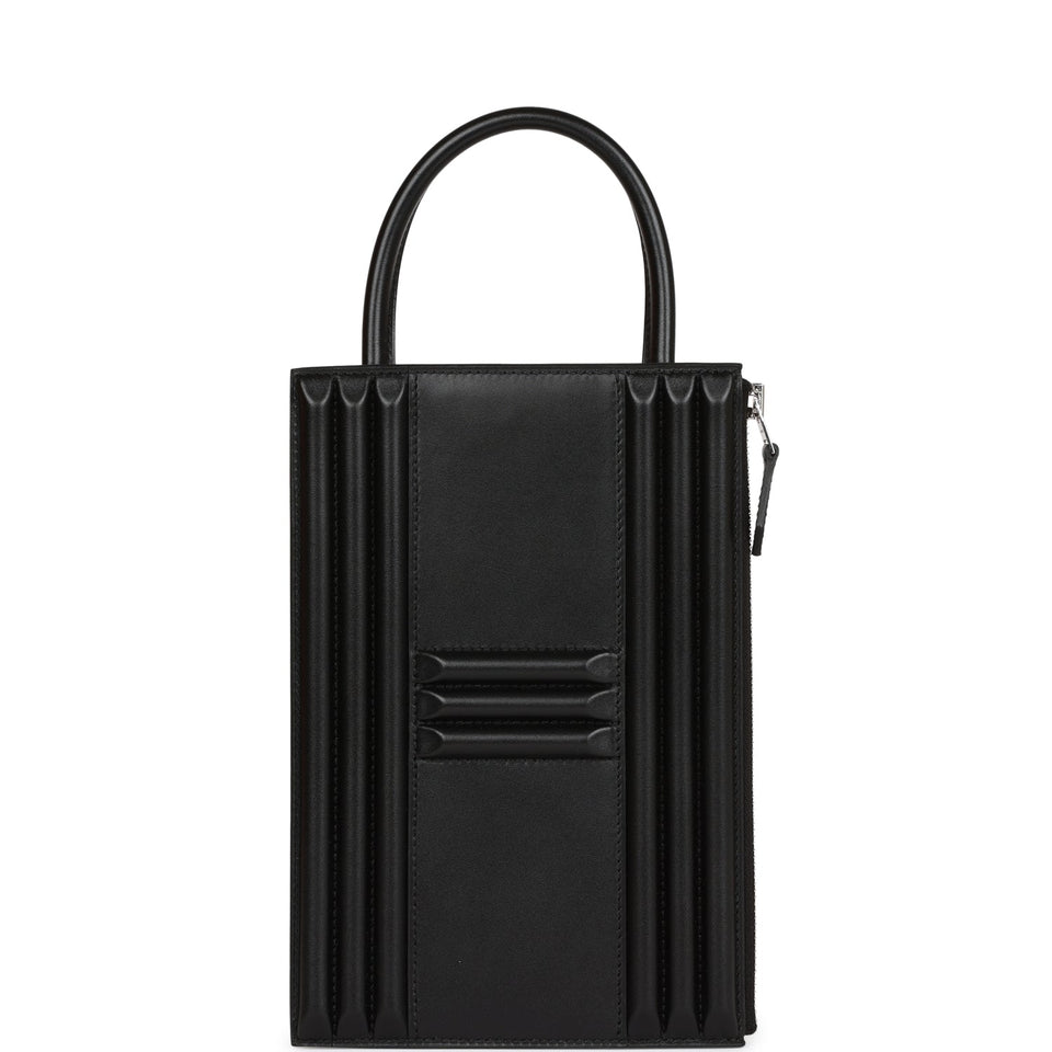 Hermes Cadena Lock Bag Black Tadelakt Palladium Hardware