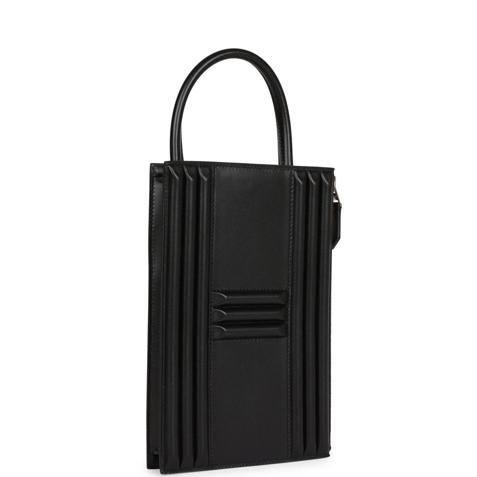 Hermes Cadena Lock Bag Black Tadelakt Palladium Hardware