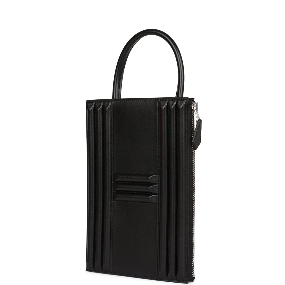 Hermes Cadena Lock Bag Black Tadelakt Palladium Hardware