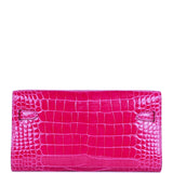 Hermes Kelly Wallet To Go Rose Scheherazade Shiny Alligator Palladium Hardware