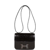 Hermes Constance 18 Black Shiny Alligator Palladium Tiger's Eye Hardware