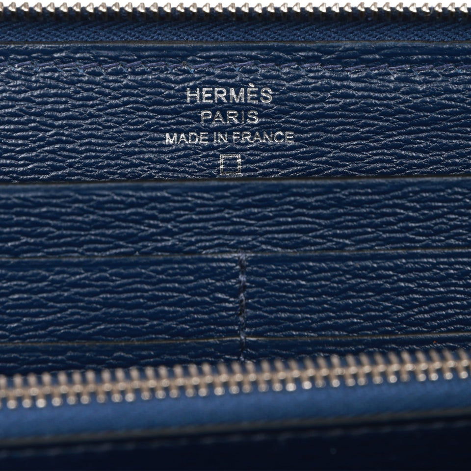 Hermes Azap Classic Wallet Bleu Saphir Matte Alligator Palladium Hardware