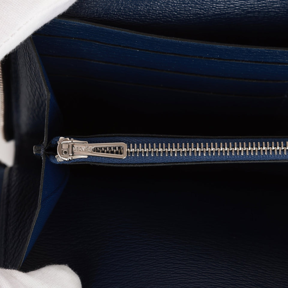 Hermes Azap Classic Wallet Bleu Saphir Matte Alligator Palladium Hardware