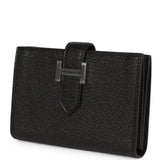 Hermes Bearn Card Holder Wallet Black Chevre Palladium Hardware