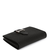 Hermes Bearn Card Holder Wallet Black Chevre Palladium Hardware