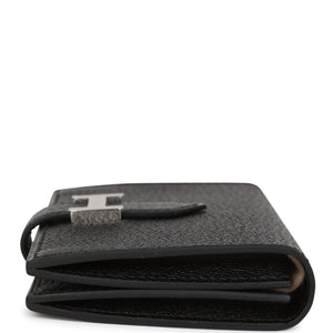 Hermes Bearn Card Holder Wallet Black Chevre Palladium Hardware