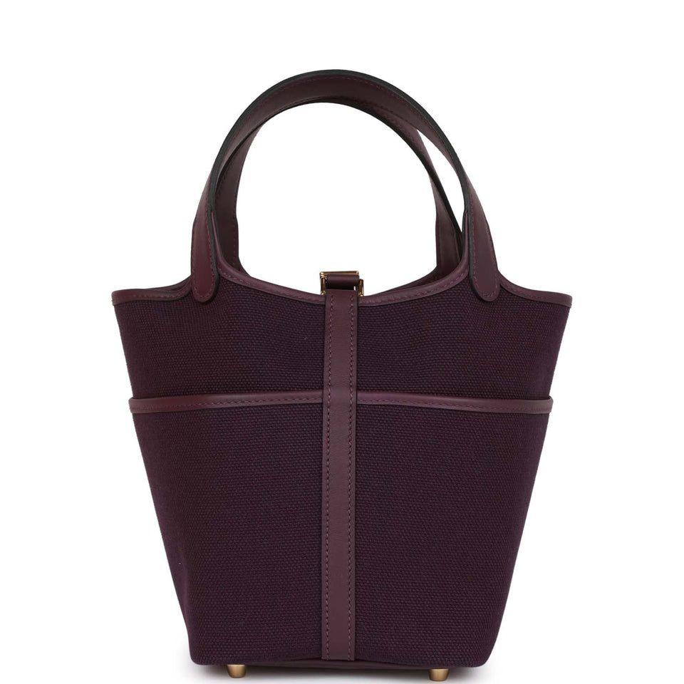 Hermes Picotin Cargo 18 Cassis Swift and Toile Canvas Gold Hardware