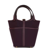 Hermes Picotin Cargo 18 Cassis Swift and Toile Canvas Gold Hardware