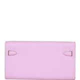 Hermes Kelly Wallet To Go Mauve Sylvestre Epsom Palladium Hardware