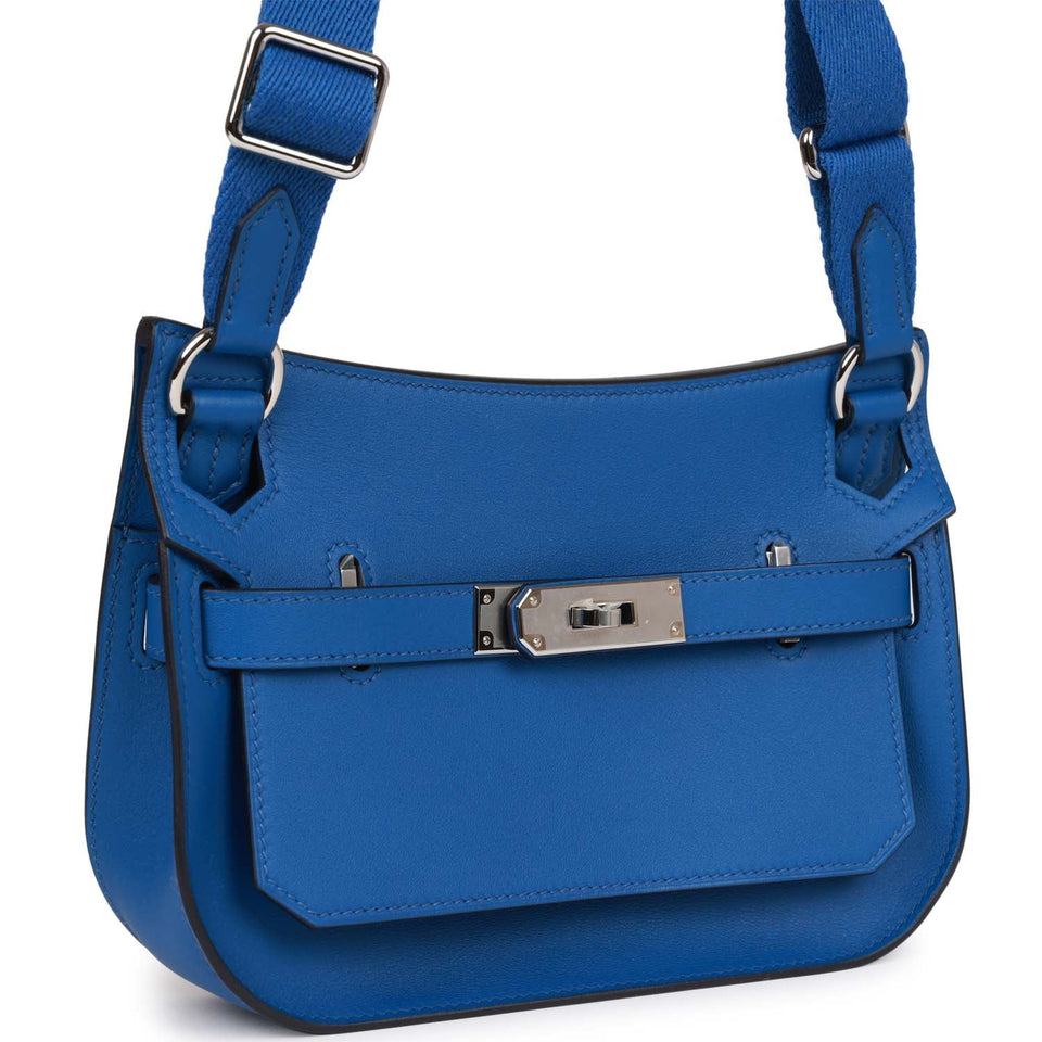 Hermes Mini Jypsiere Bleu France Evercolor Palladium Hardware