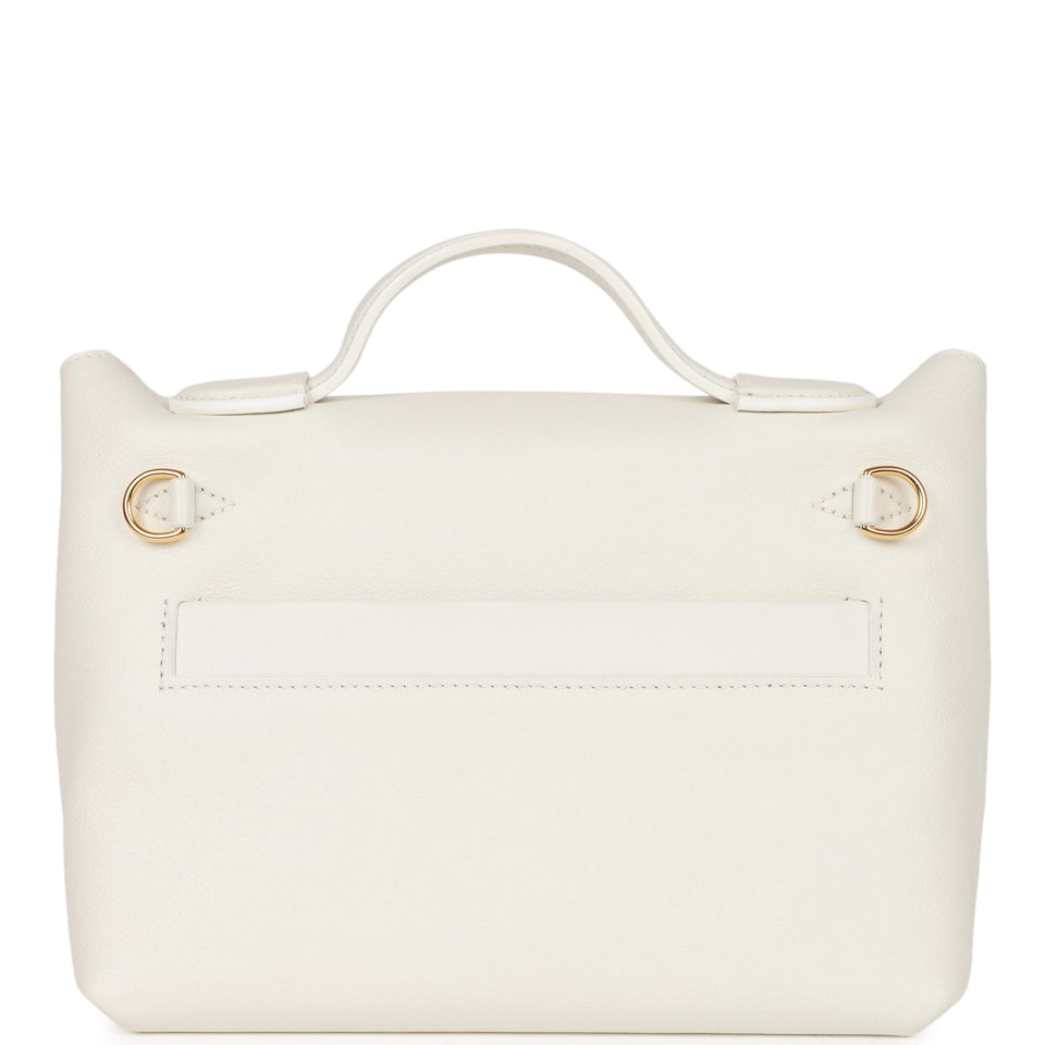 Hermes Mini 24/24 Bag White Evercolor and Swift Gold Hardware