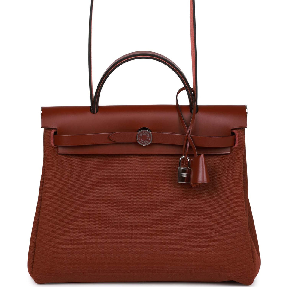 Hermes Herbag Zip PM 31 Rouge H Vache Hunter Palladium Hardware